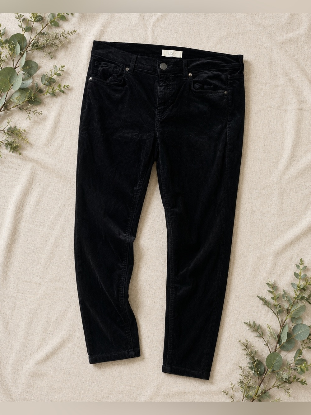 Loft Velveteen Black Modern Skinny ankle Pants Jeans